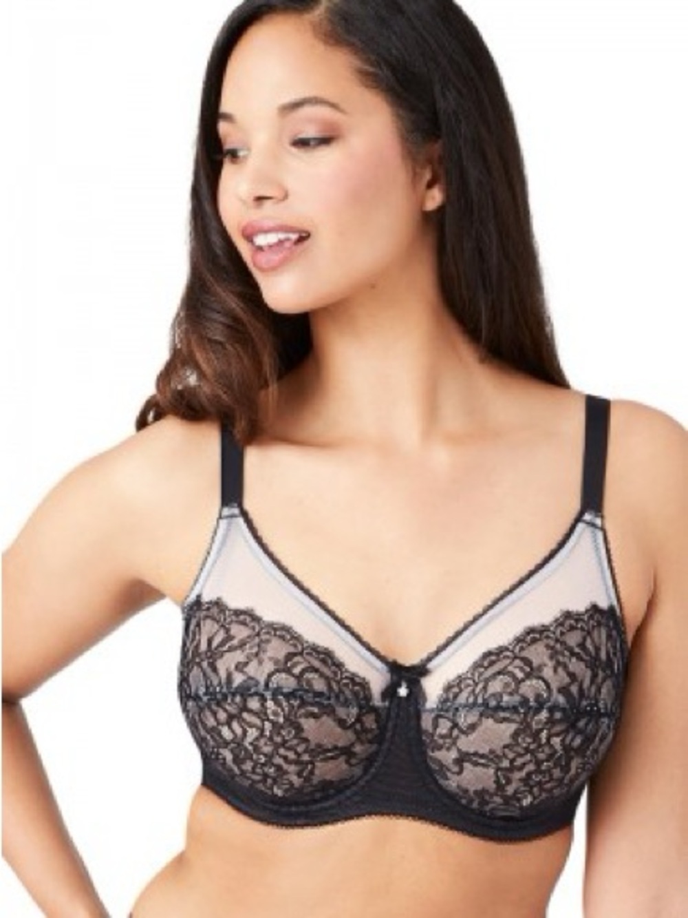 Wacoal Retro Chic Full Figure Underwire Lace Bra Black/Nude Women’s 36DDD